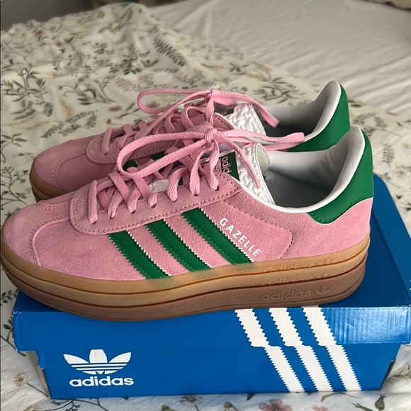 Adidas Pink and Green Retro Sneakers - Picture 3 of 7